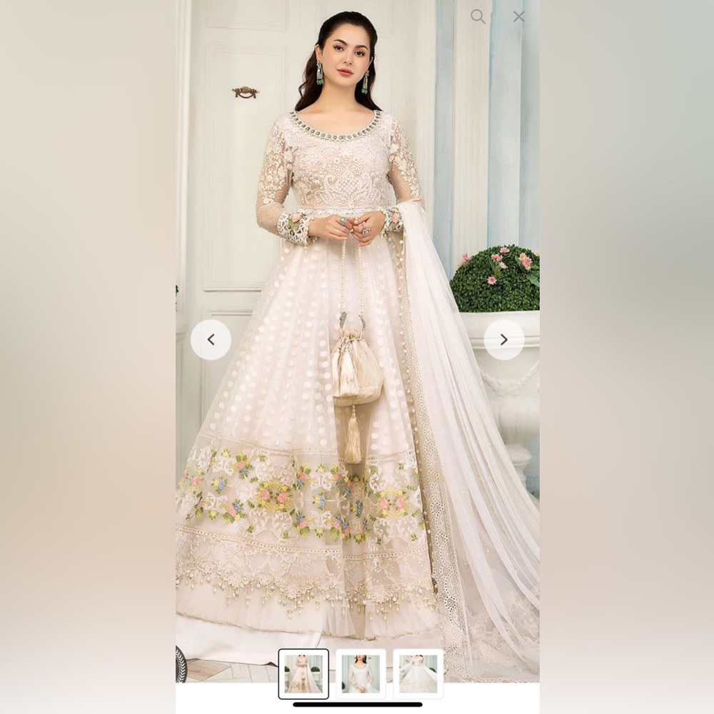 Unstitched Fabric Set for Elegant Cream Floral Embroidered Dress - Maria B